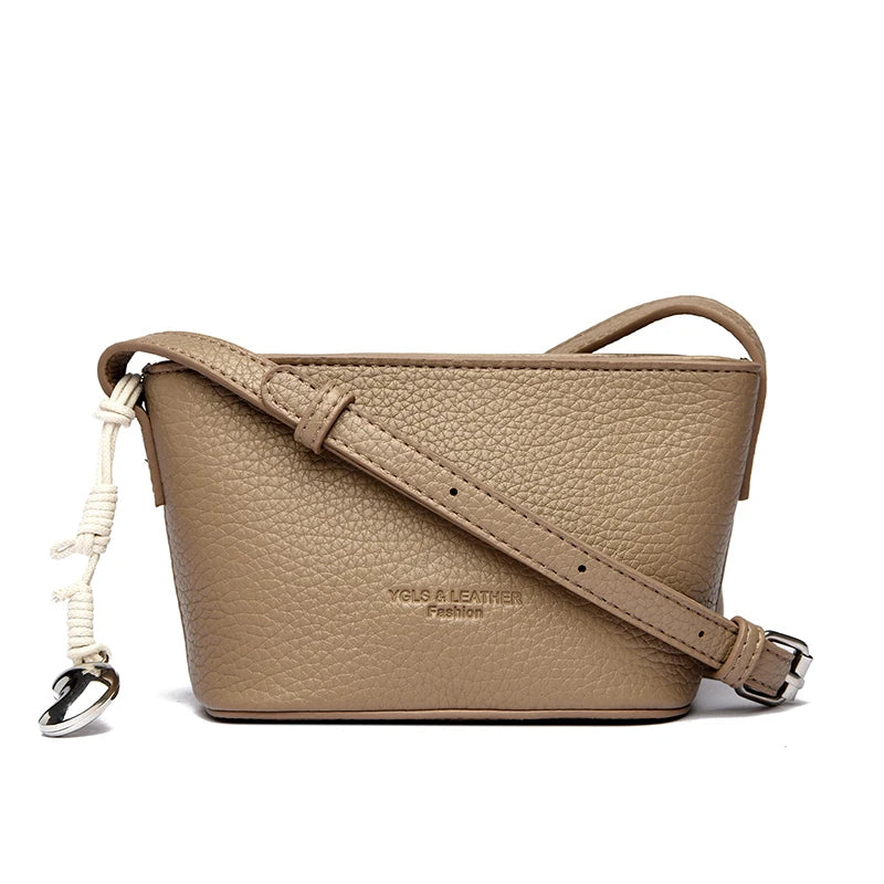 Women's Small PU Leather Crossbody Bucket Bag with Adjustable Strap