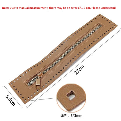 Leather Zipper Bag Bottom with Holes – 27cm Crochet Bag Base