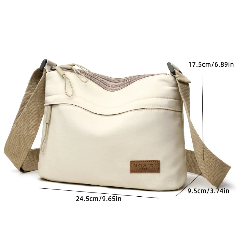 Multi-Pocket Crossbody Bag for Women – Canvas Shoulder Purse