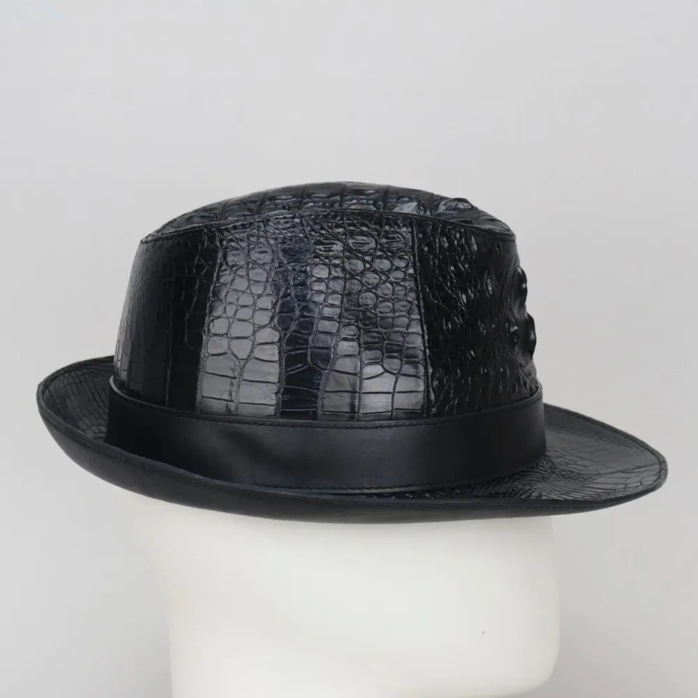 Crocodile Leather Wide Brim Fedora Hat – Men's Exotic Style