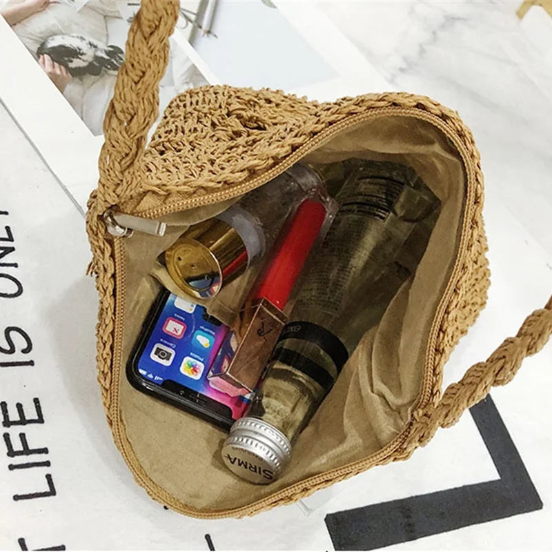 Hollow Straw Crossbody Bag – Handmade Women Beach & Travel Messenger Clutch