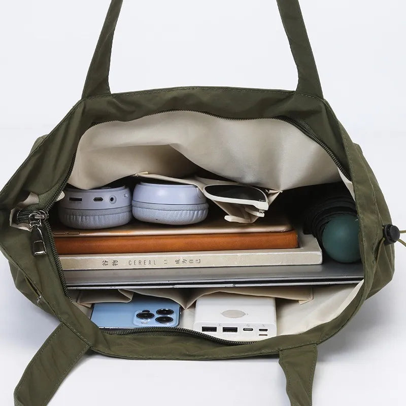 Large Drawstring Tote Bag – Women's Casual Shoulder Bag