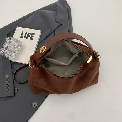 Crossbody Shoulder Bag for Women – Textured Suede Small Tote