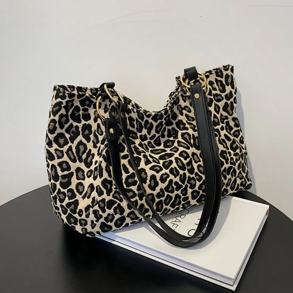 Tote Bags Shopping Travel Canvas Women Popular Handbags Large Capacity Leopard Shoulder