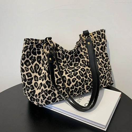 Tote Bags Shopping Travel Canvas Women Popular Handbags Large Capacity Leopard Shoulder