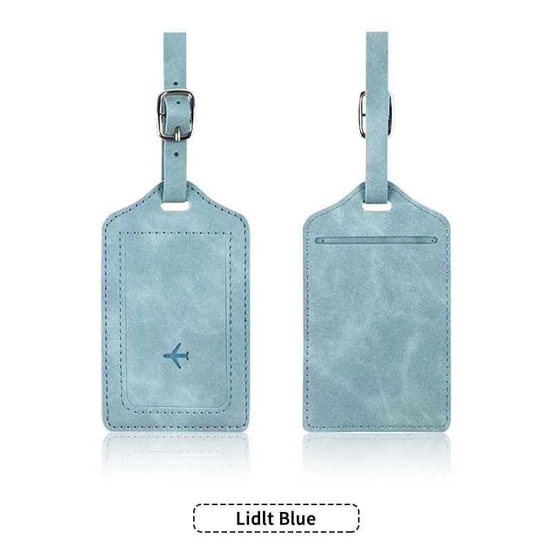 Leather Luggage Tag with Card Slot – Travel Baggage Label for Men & Women