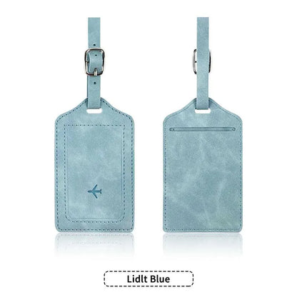 Leather Luggage Tag with Card Slot – Travel Baggage Label for Men & Women
