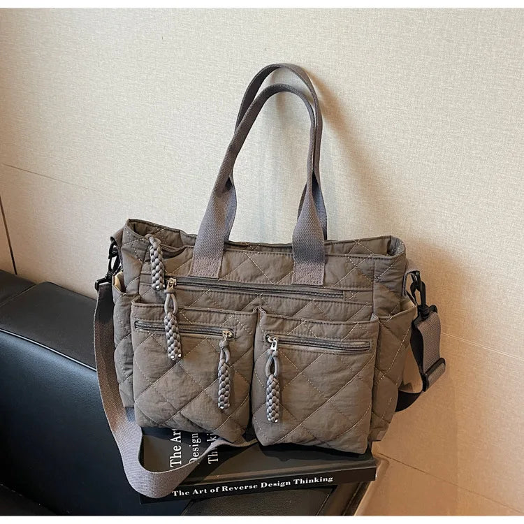 Women's Large Capacity Quilted Shoulder Bag – Multifunctional Commuter Tote