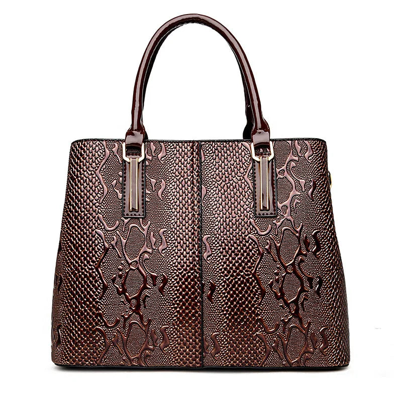 Snake Embossed Patent Leather Women's Tote Bag