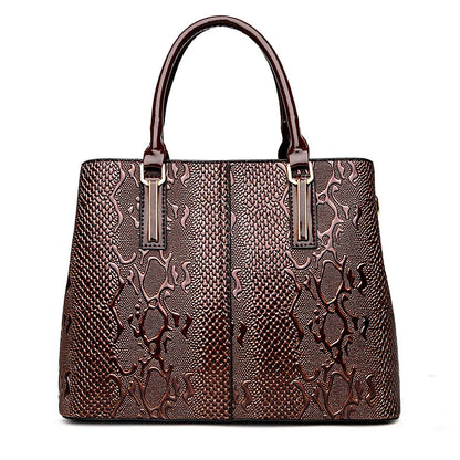 Snake Embossed Patent Leather Women's Tote Bag