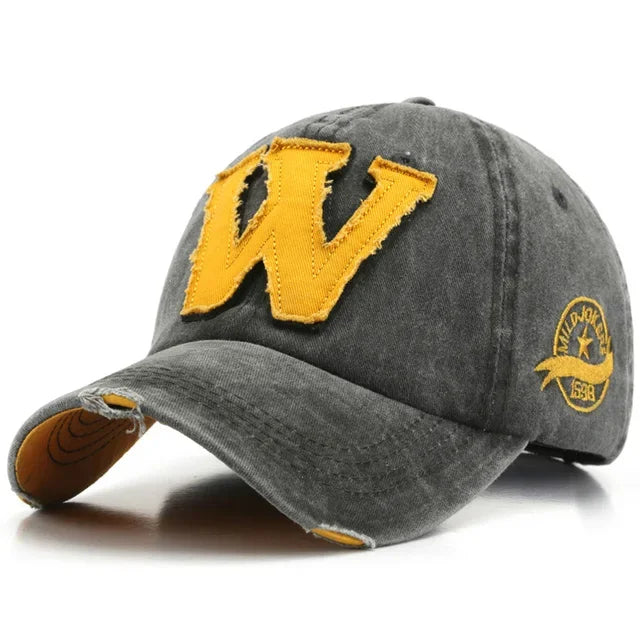 W Embroidery Snapback Baseball Cap – Unisex Cotton Hip Hop Hat
