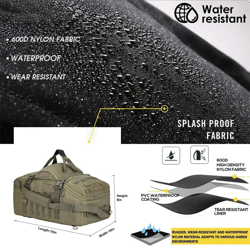 Tactical Duffle Backpack – 25L 45L 80L MOLLE Camping Travel Bag