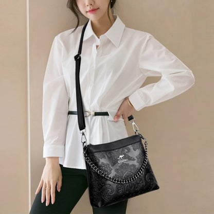 Vintage Embossed Leather Crossbody Bag for Women – Luxury Designer Shoulder Bag