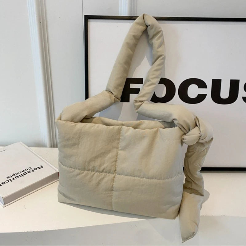 Puffy Down Cotton Padded Shoulder Bag Large Capacity