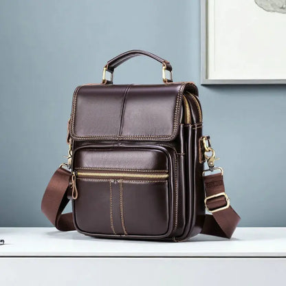 Genuine Leather Men's Crossbody Shoulder Bag – Vintage Style