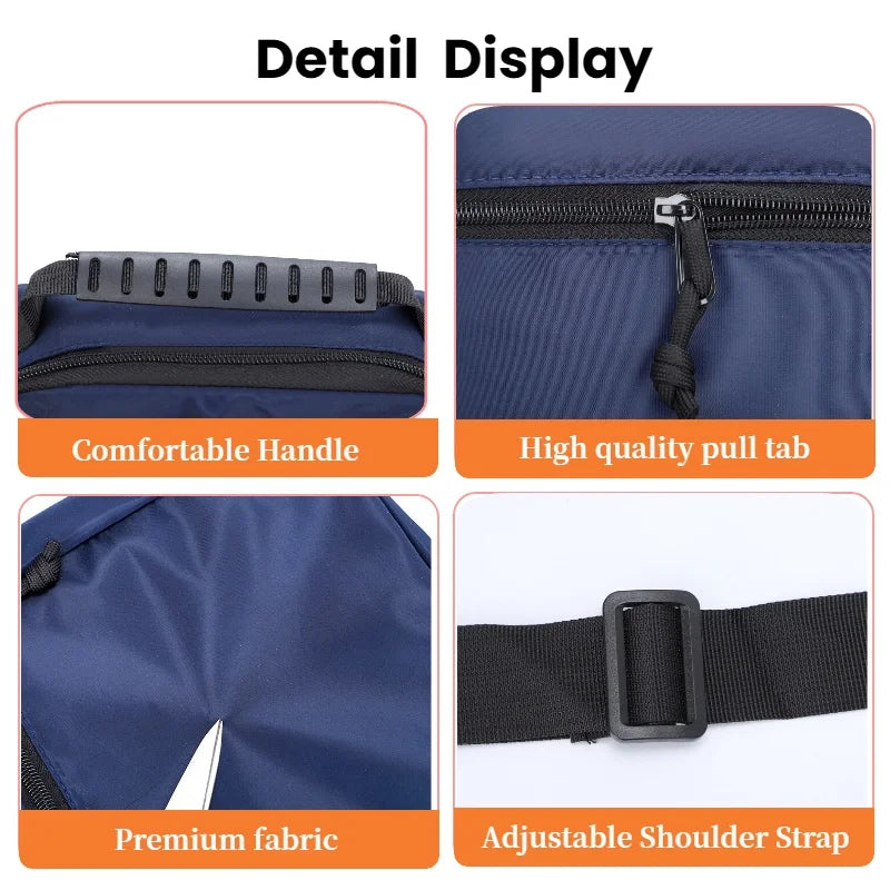 Men's Oxford Shoulder Bag with Top Handle & Multiple Compartments