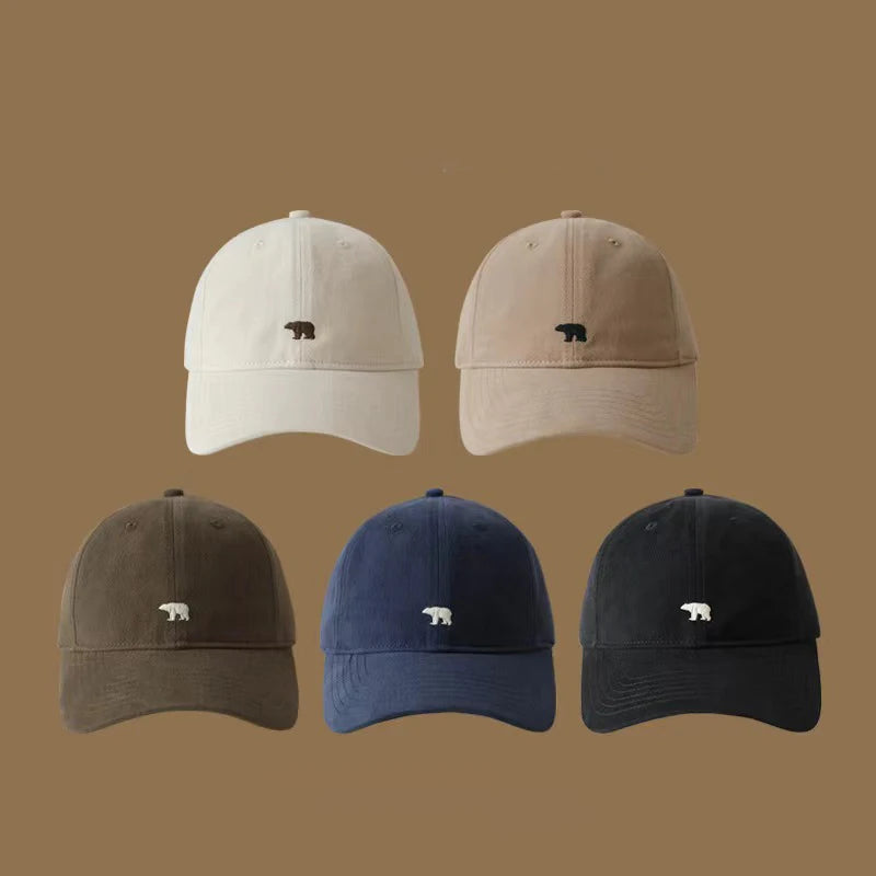 Bear Embroidered Baseball Cap – Unisex Large Brim Dad Hat