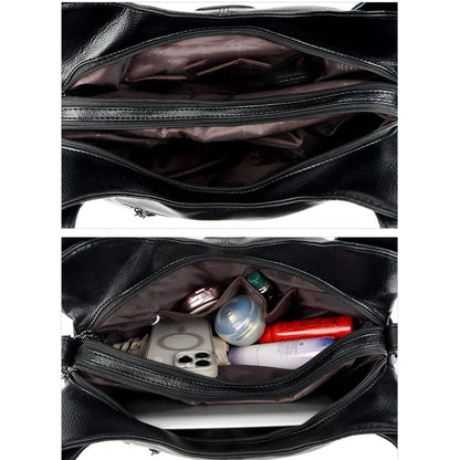 Soft Leather Women's Shoulder Bag – Multi-Pocket Hobo Handbag