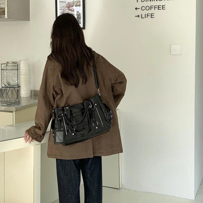 Y2K Large Tote Bag for Women – PU Leather Harajuku Shoulder Handbag
