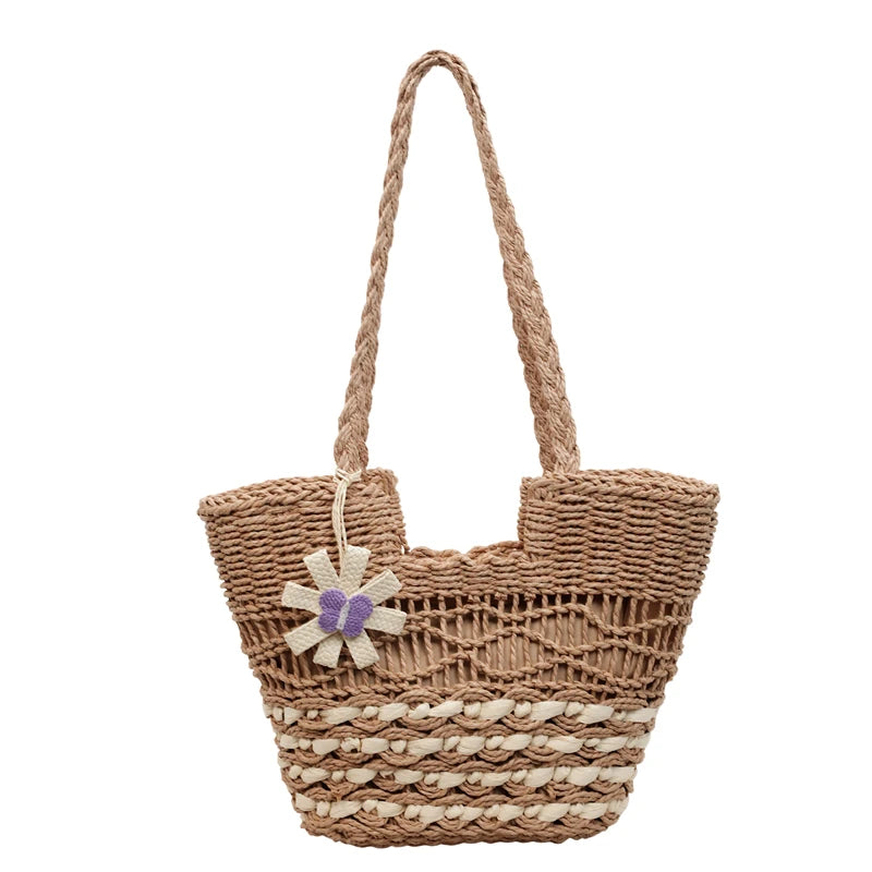 Straw Tote Bag – Handmade Hollow-Out Large Capacity Shoulder Bag