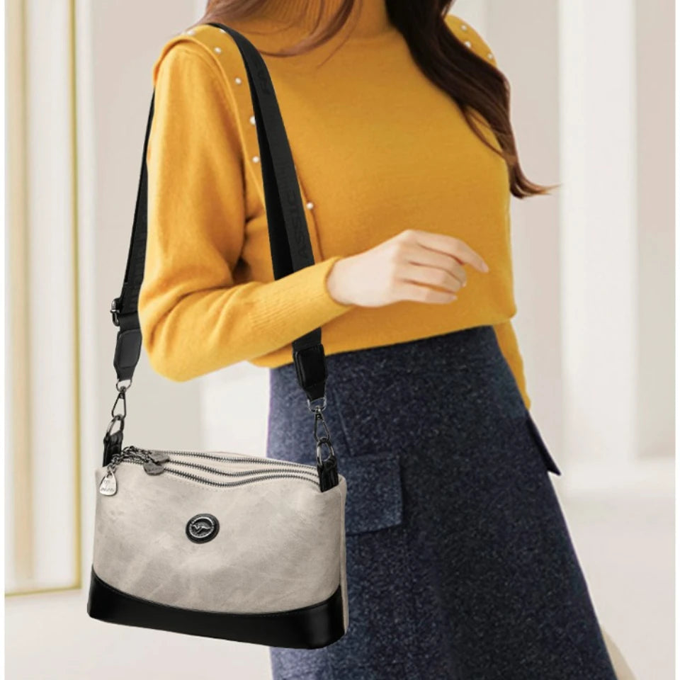 3-Layer Crossbody Bag for Women – Soft PU Leather Shoulder Bag