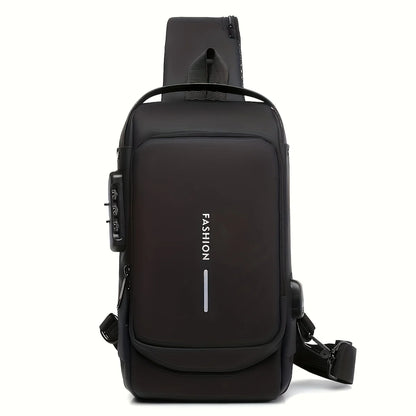 Anti-Theft Sling Bag for Men – USB Charging & Lock