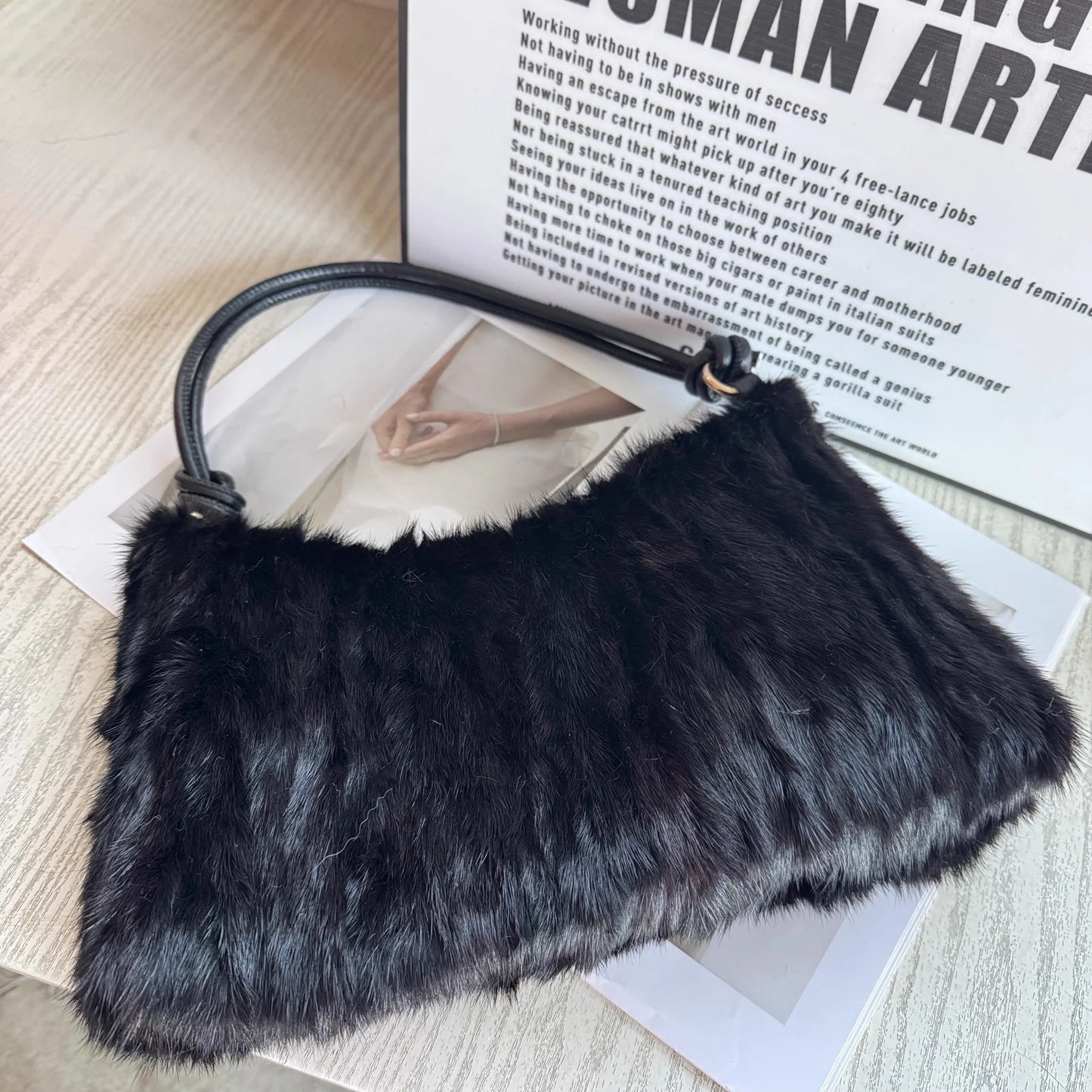 Real Fur Shoulder Bag Women Mink Hair Designer Luxury Handbag Trend Casual Elegant Female Bags