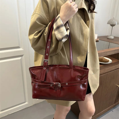 Large PU Leather Tote Bag – Women's Shoulder Handbag