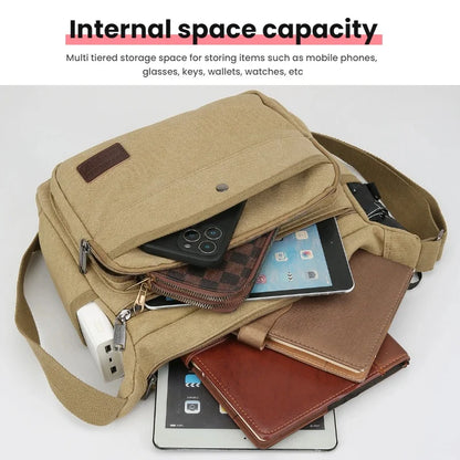 Men's Canvas Crossbody Bag – Casual Messenger Shoulder Bag