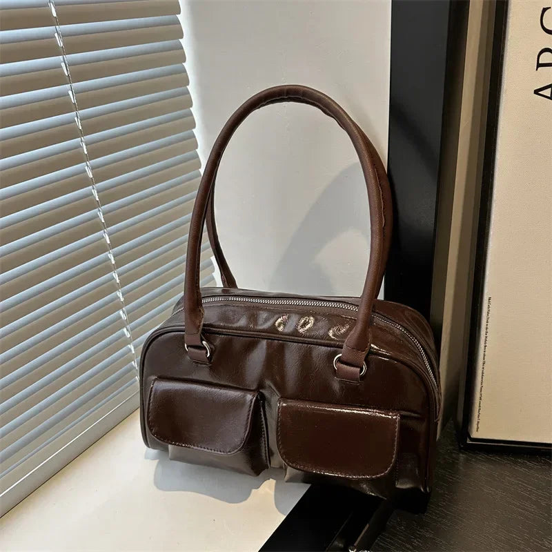 Vintage PU Leather Tote Bag – Women's Business Shoulder Bag