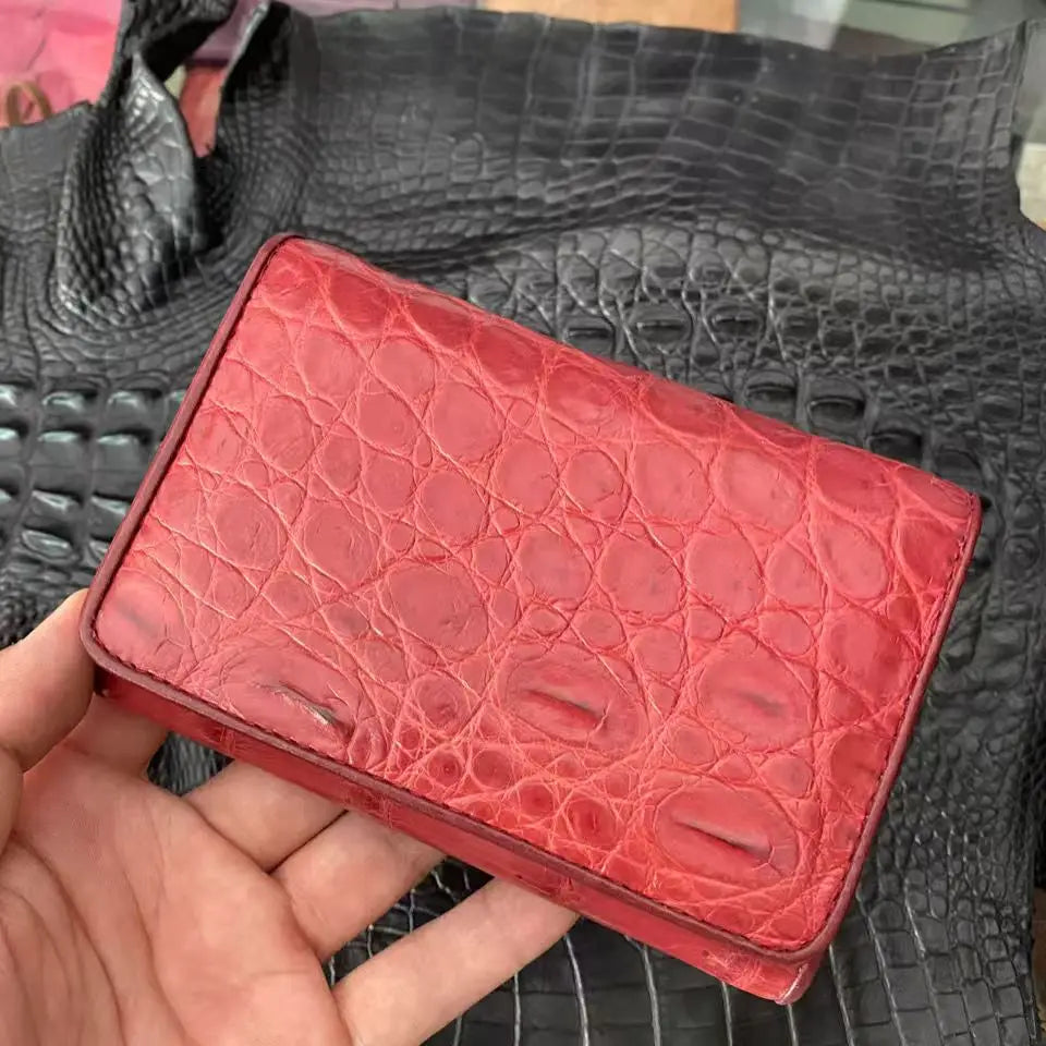Crocodile Leather Short Wallet for Women – Multi-Color