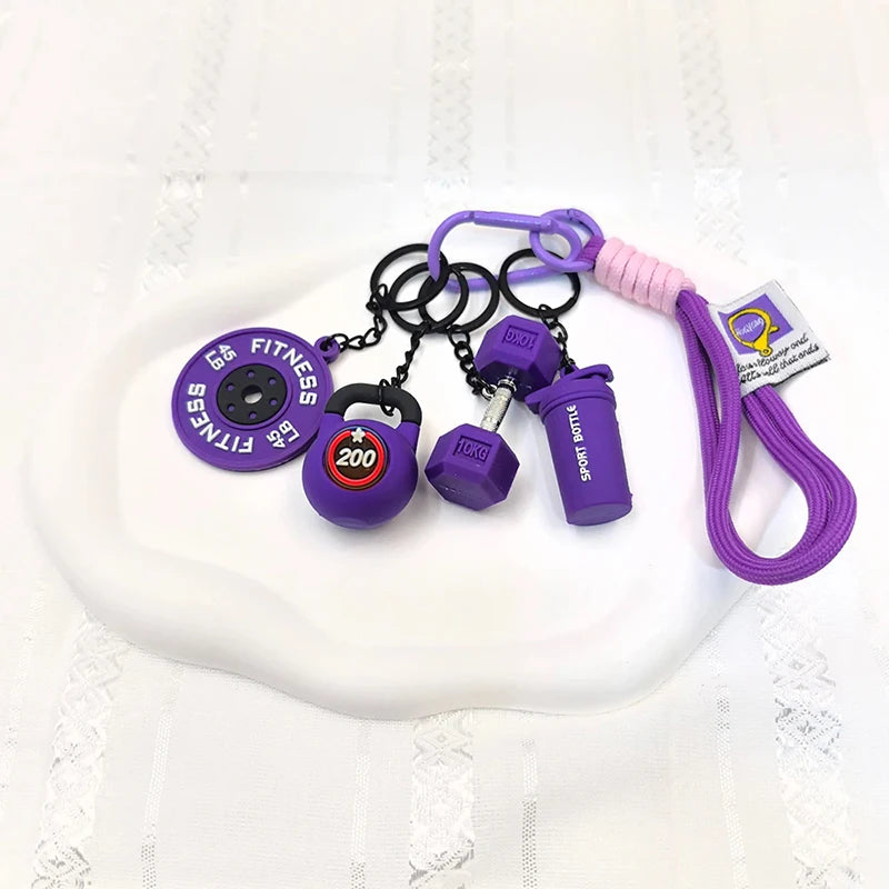 Fitness Keychain Set – Dumbbell, Kettlebell & Weight Plate Charms