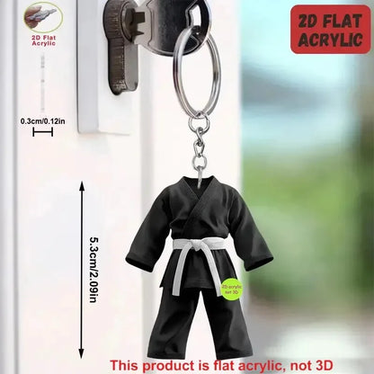 Niche Design Taekwondo Uniform Bag Pendant Fashionable Creative Flat 2d Car Keychain Personality