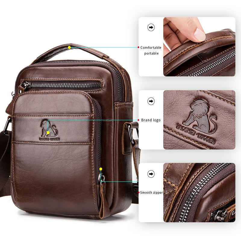 Men's Leather Crossbody Bag – Top-Layer Cowhide Shoulder Bag