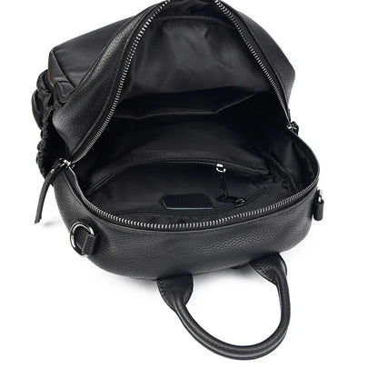 Genuine Leather Women Backpack – Triple-Zip Luxury