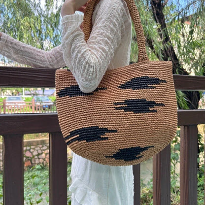 Straw Woven Tote Bag – Women's Large Capacity Beach Basket Bag