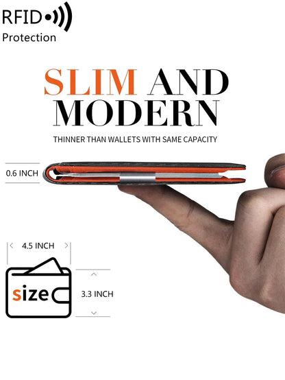 RFID Blocking Carbon Fiber Slim Front Pocket Wallet for Men