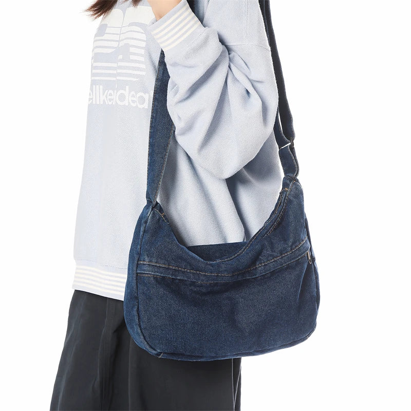 Denim Crossbody Bag – Large Capacity Casual Shoulder Bag for Women