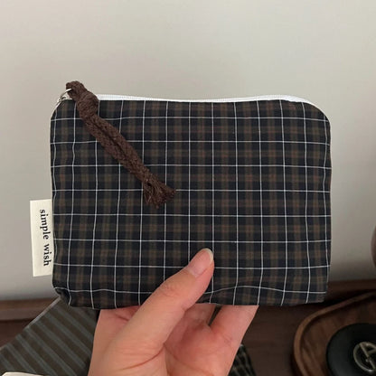 Vintage Plaid Coin Purse Women's Mini Zipper Wallet
