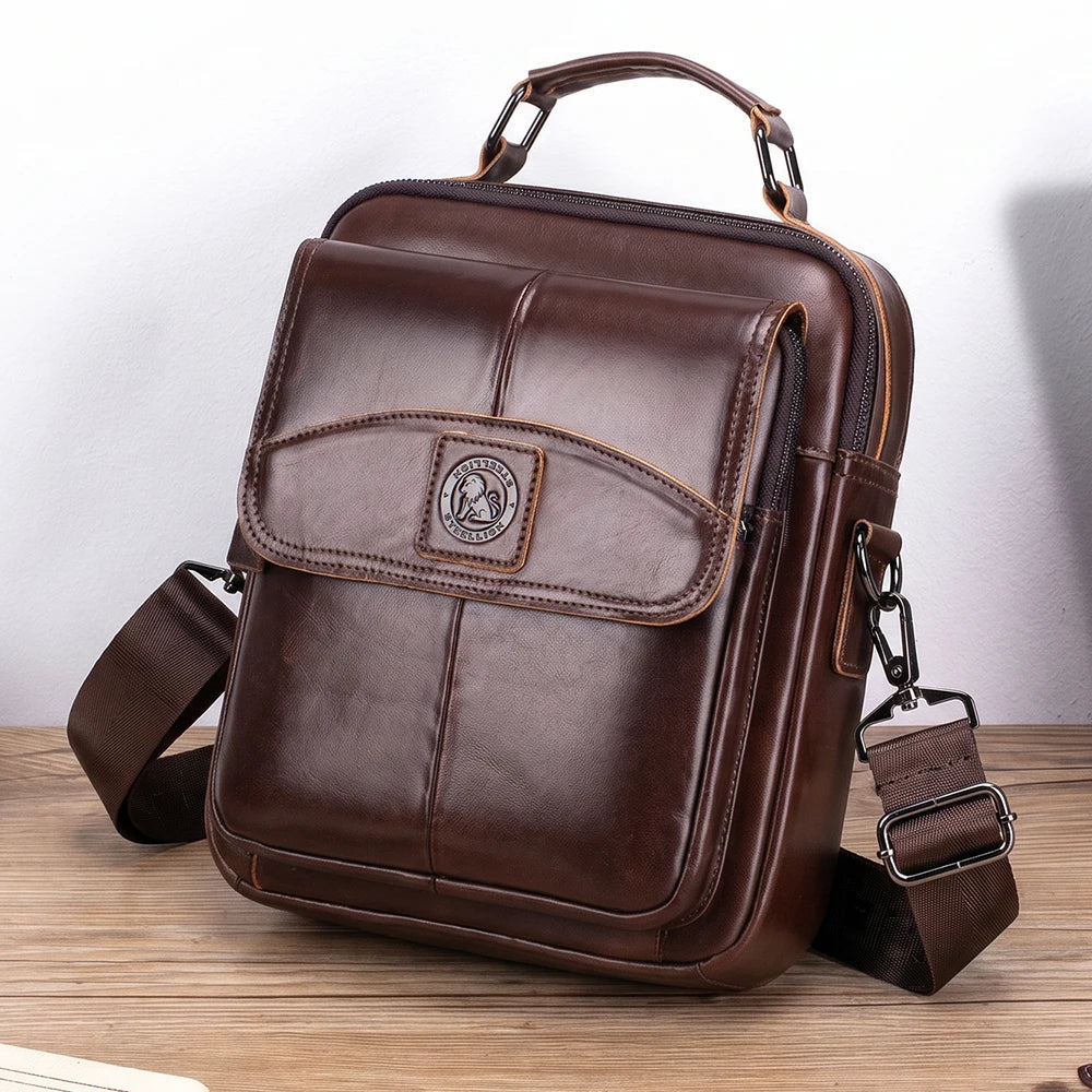 Men's Leather Business Crossbody Bag – Large Capacity Shoulder Bag