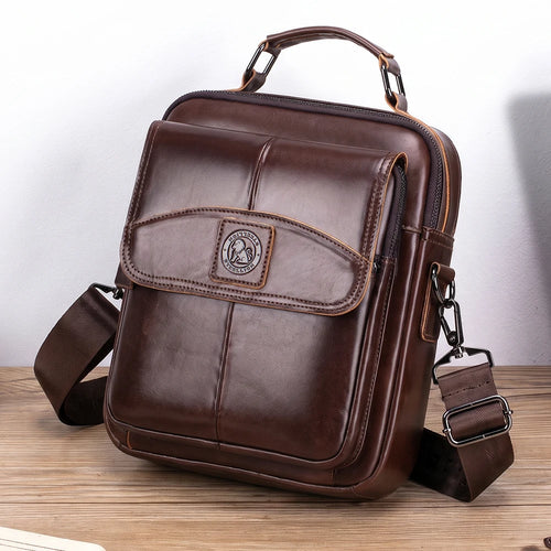 Men's Leather Business Crossbody Bag – Large Capacity Shoulder Bag