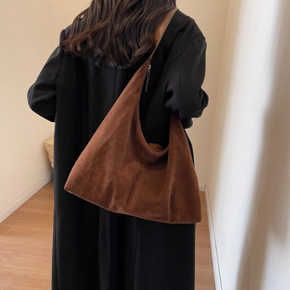Women's Suede Hobo Shoulder Bag – Large Capacity Slouchy Handbag