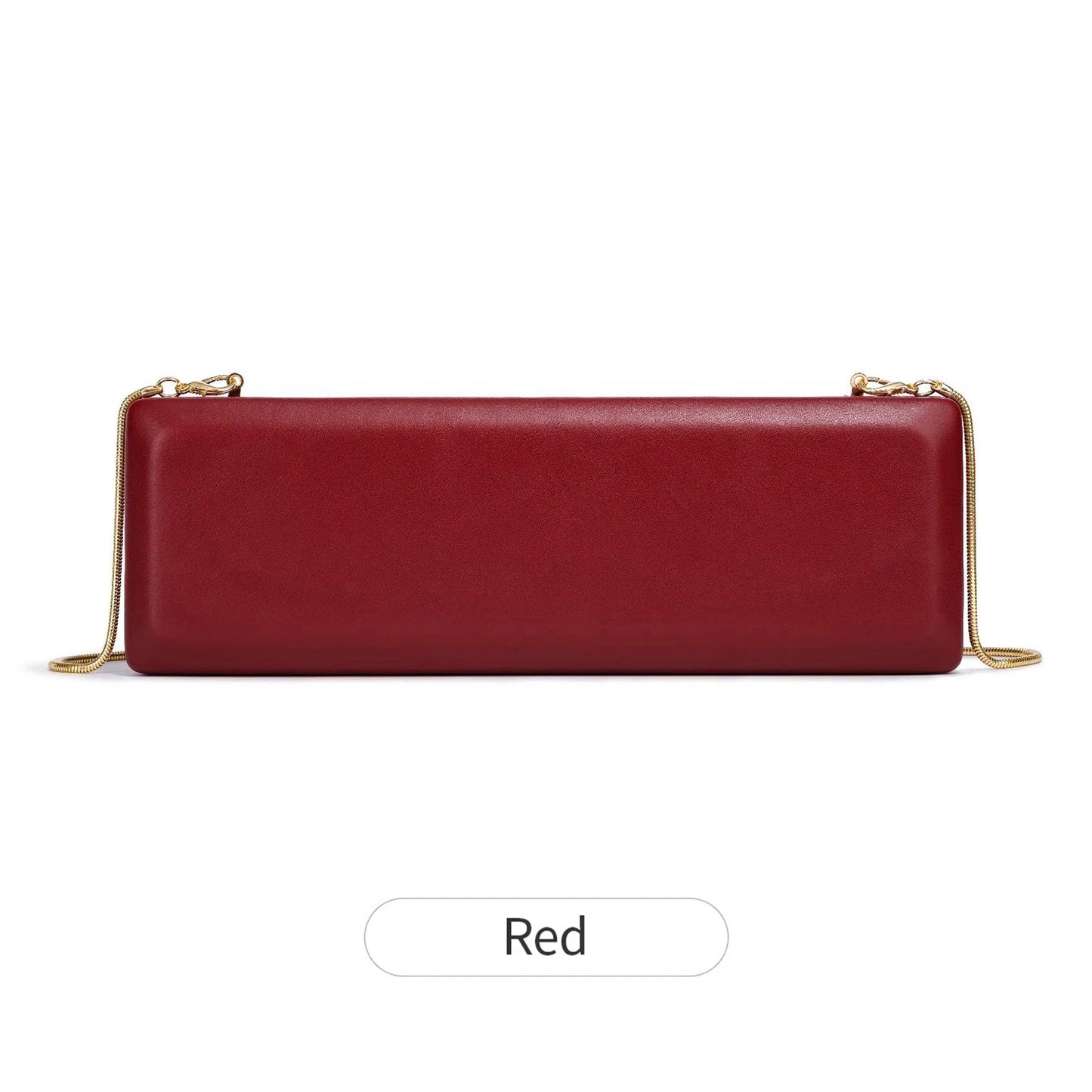 Evening Clutch Bag Women's Minimalist Hard Shell with Gold Chain