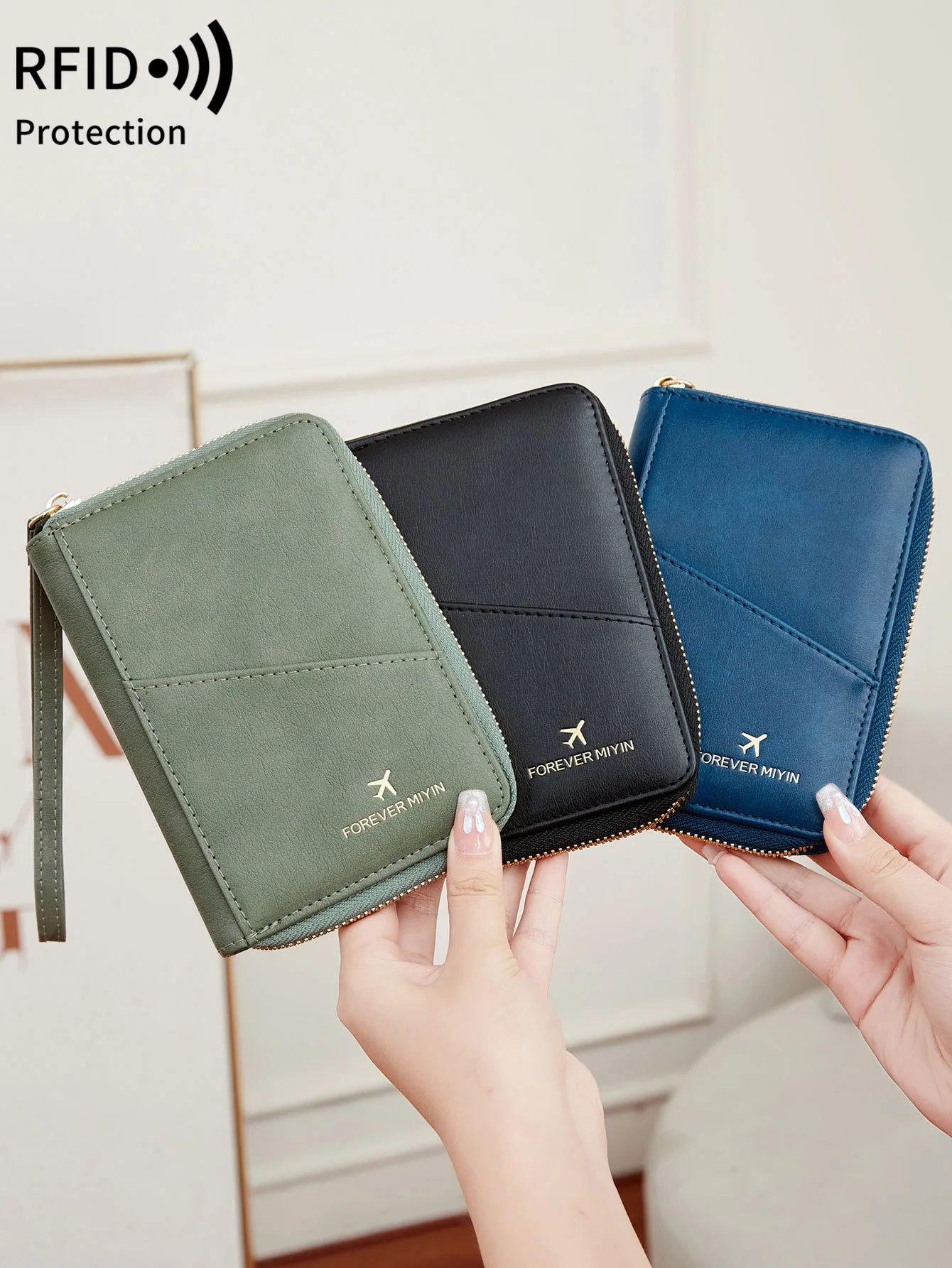 RFID Blocking Passport Wallet – PU Leather Travel Organizer for Men & Women