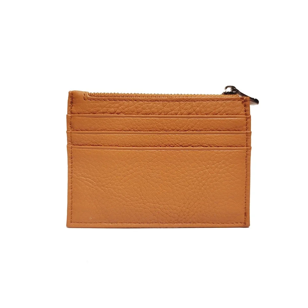 Genuine Leather Card Holder with Zipper Coin Purse – Slim Wallet