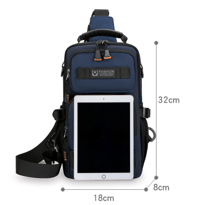 Men's Crossbody Chest Bag – Oxford Sling Pack with Multi-Pockets