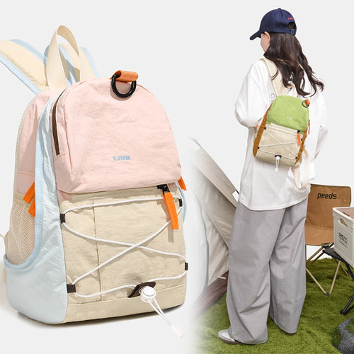 Color Block Mini Nylon Backpack – Lightweight Hiking & Daily Bag