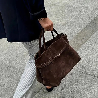 Women's Suede Shoulder Bag – Versatile Crossbody Tote