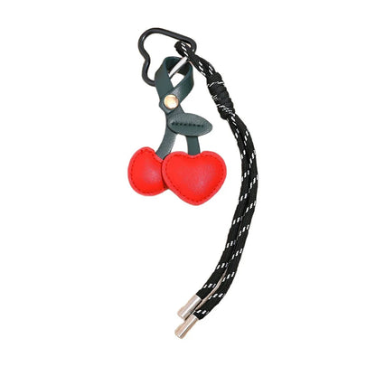 Cherry Leather Keychain – Cute Fruit Pendant for Women