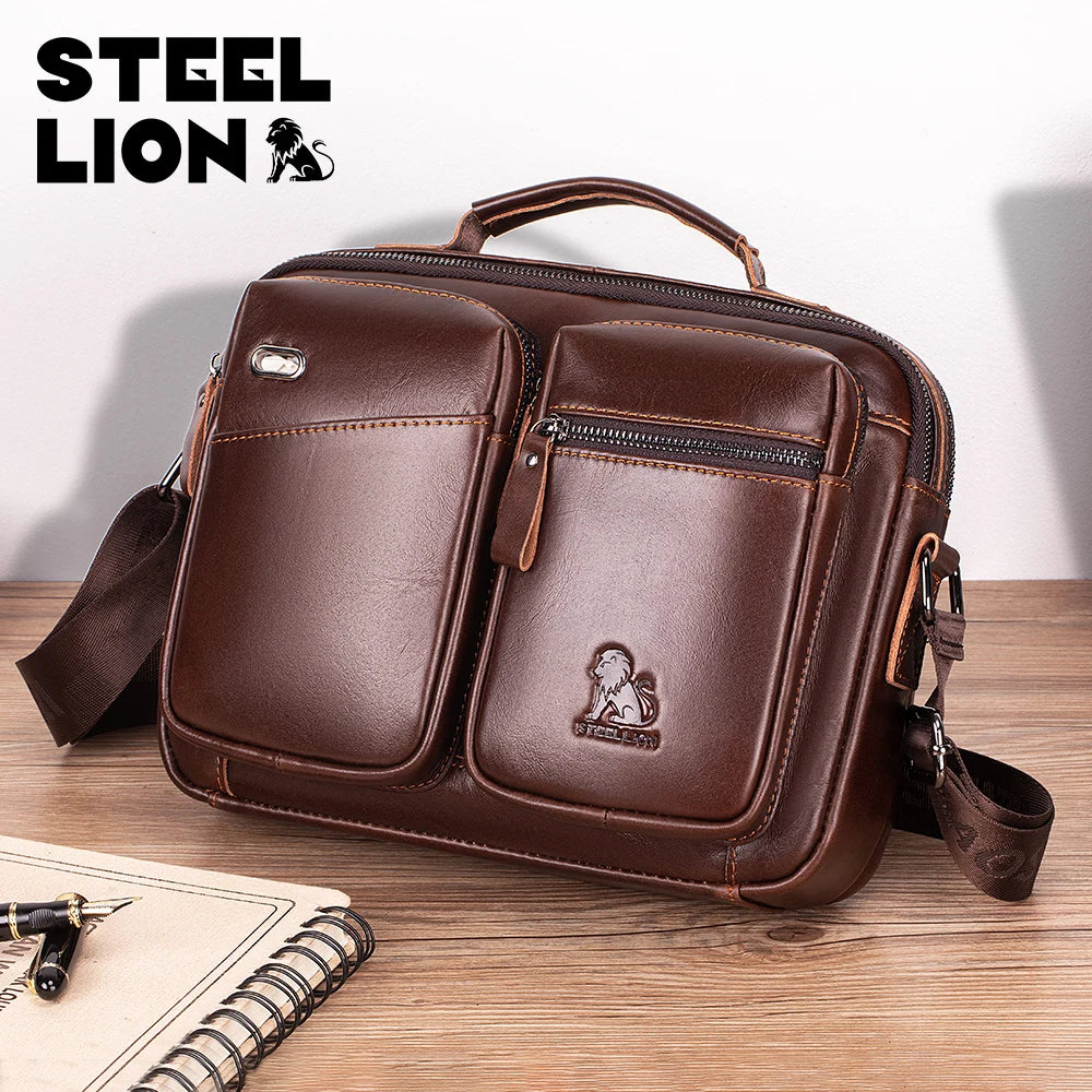 Genuine Leather Men's Crossbody Shoulder Bag – Business Handbag
